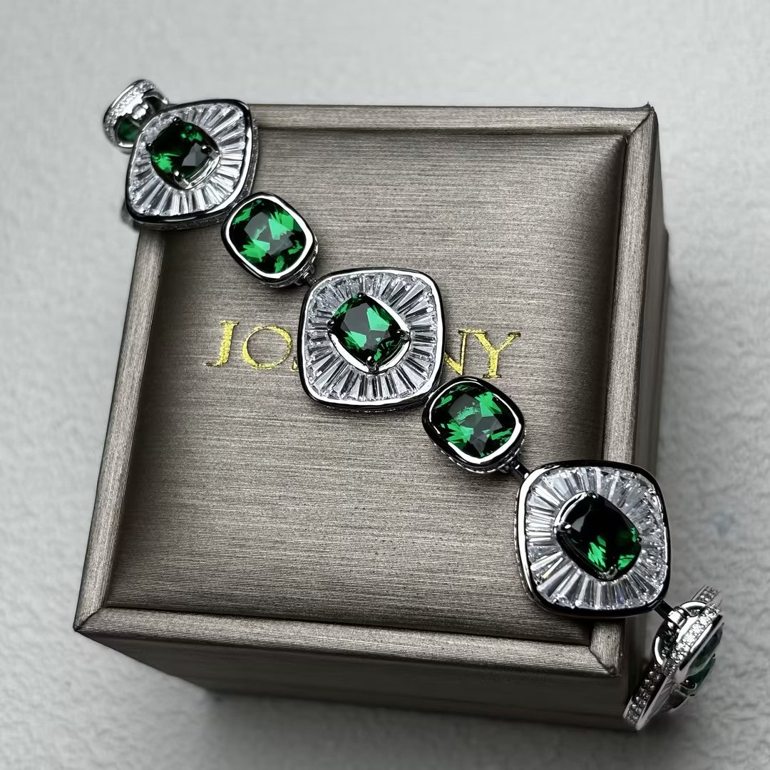 20Ctw cushion-shaped rectangular gemstone bracelet-JOSHINY