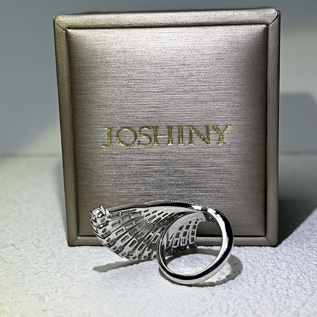 11 CTW Baguette & Round Cut White Cubic Zirconia 925 Sterling Silver Vintage Ring & Earrings-JOSHINY