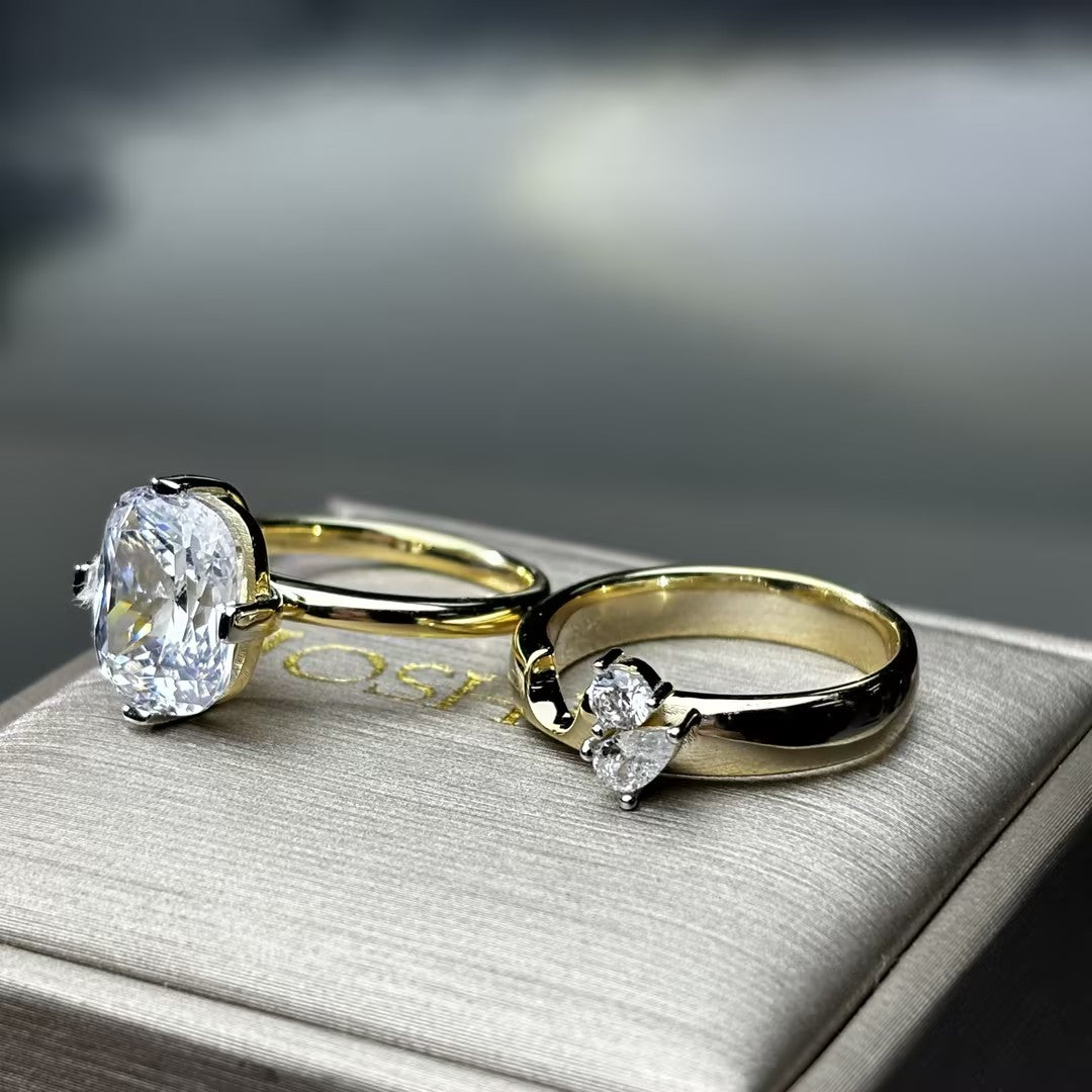 3.0Ctw Rectangular Cushion-Shaped Stacked Engagement Ring-JOSHINY