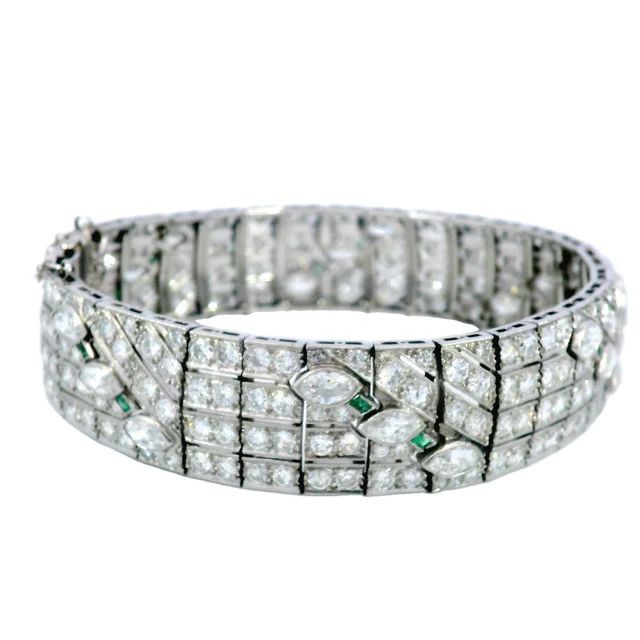 16.87ctw Marquise and Round Cut Art Deco Straight Line Bracelet-JOSHINY