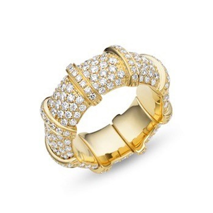 3.2ctw Round Cut Deluxe Set Bamboo Eternity Ring -JOSHINY