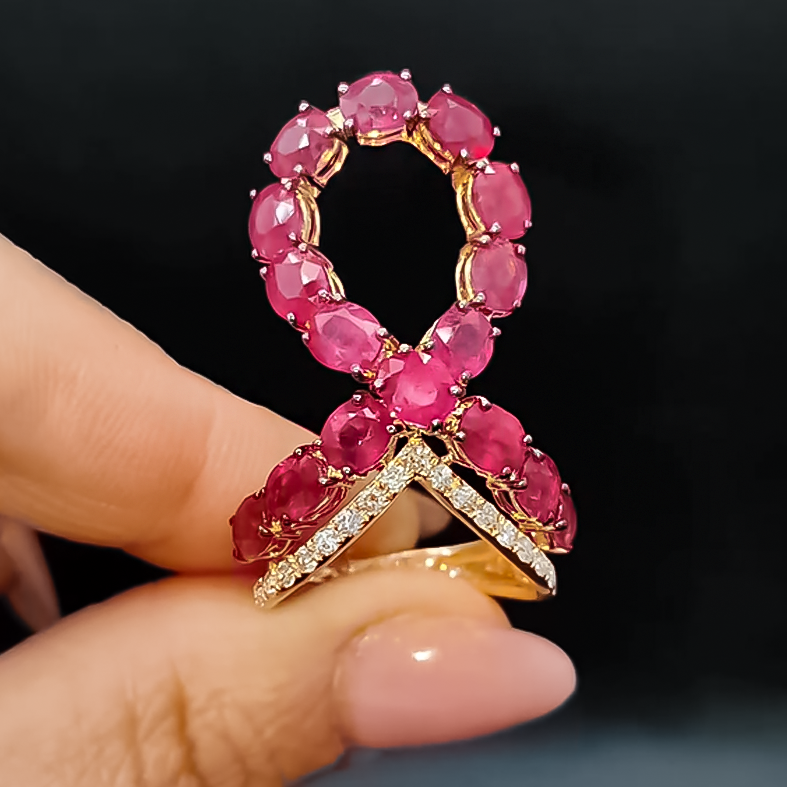 Unique 2 ctw Oval Cut Ruby Ring -JOSHINY