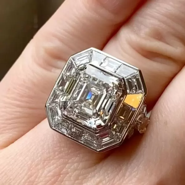 4.6ct Asscher Square Engagement Ring -JOSHINY