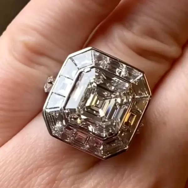 4.6ct Asscher Square Engagement Ring -JOSHINY