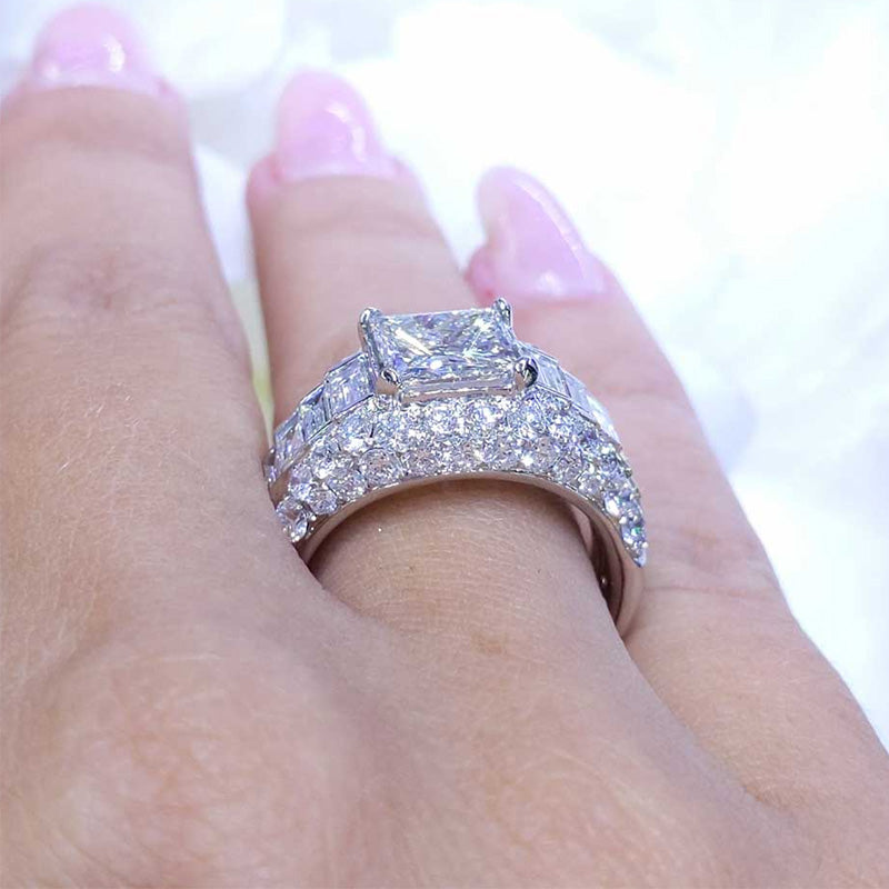 5.32ctw Princess Cut Diamond Engagement Ring -JOSHINY