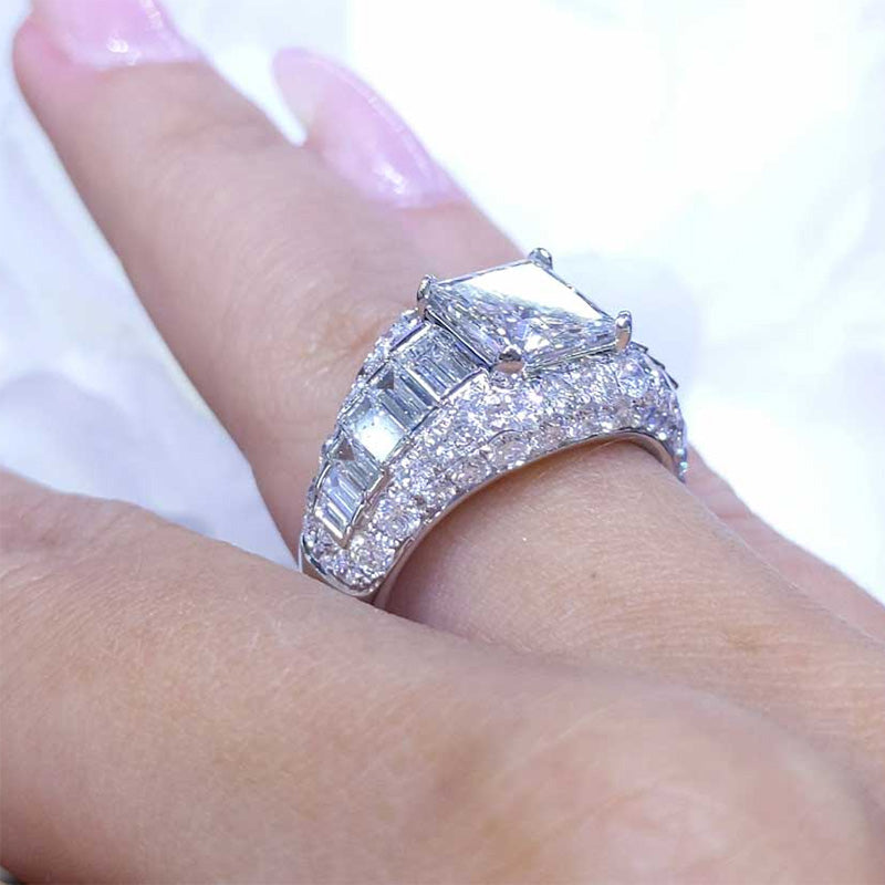 5.32ctw Princess Cut Diamond Engagement Ring -JOSHINY