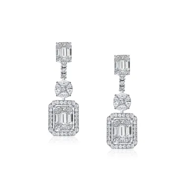 12.95ctw Luxurious Baguette Cut drop earrings -JOSHINY