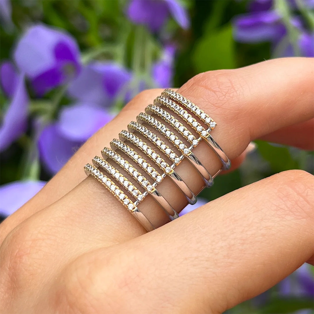 3.0ctw Round Cut Multi Loop Ladies Modern Style Diamond Ring -JOSHINY