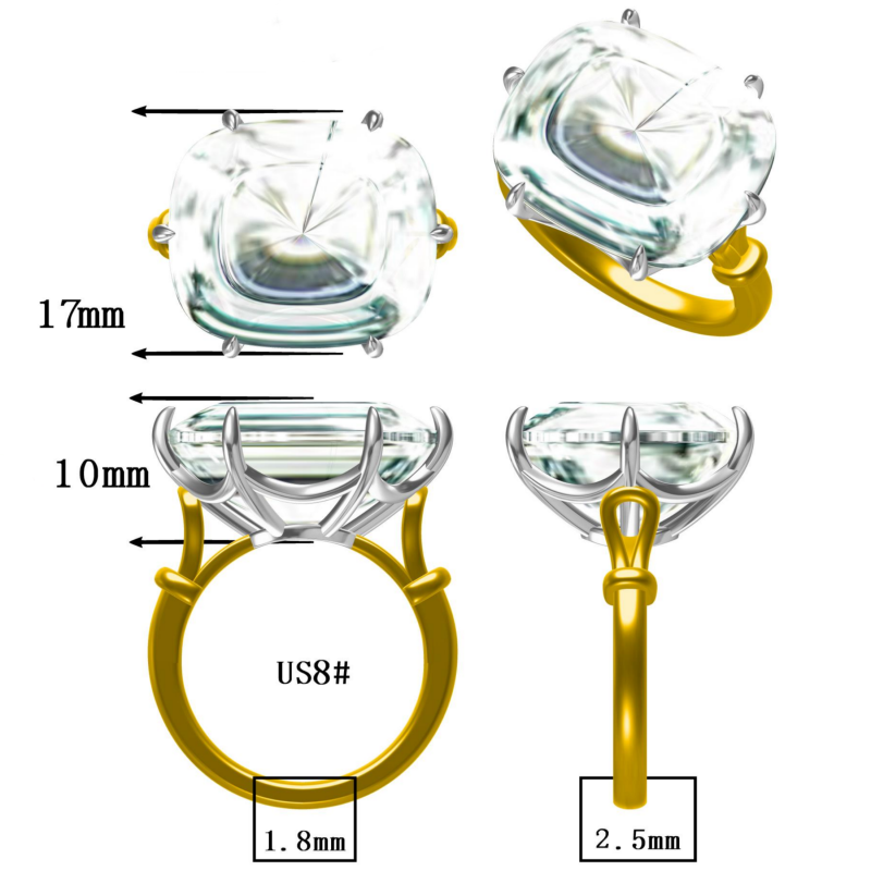 15.02Ct dreamy split shoulder design cushion-shaped vintage style ring -JOSHINY
