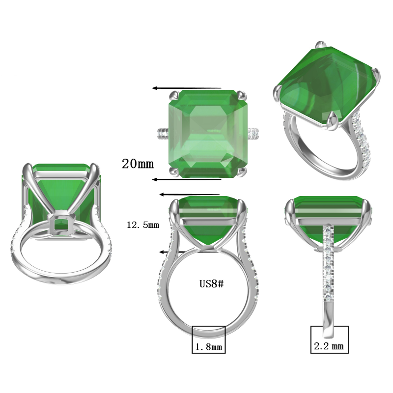 7.46ct Summer Jelly Mint Gemstone Mystical Emerald Engagement Ring-JOSHINY