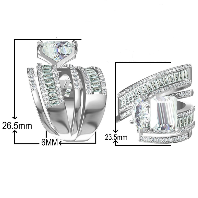 Stylish 8 ctw Radiant & Marquise Cut White Gemstone Engagement Ring -JOSHINY