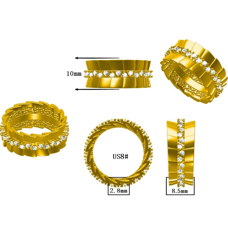 1.0ctw Round Cut Pleated Gemstone Ring -JOSHINY