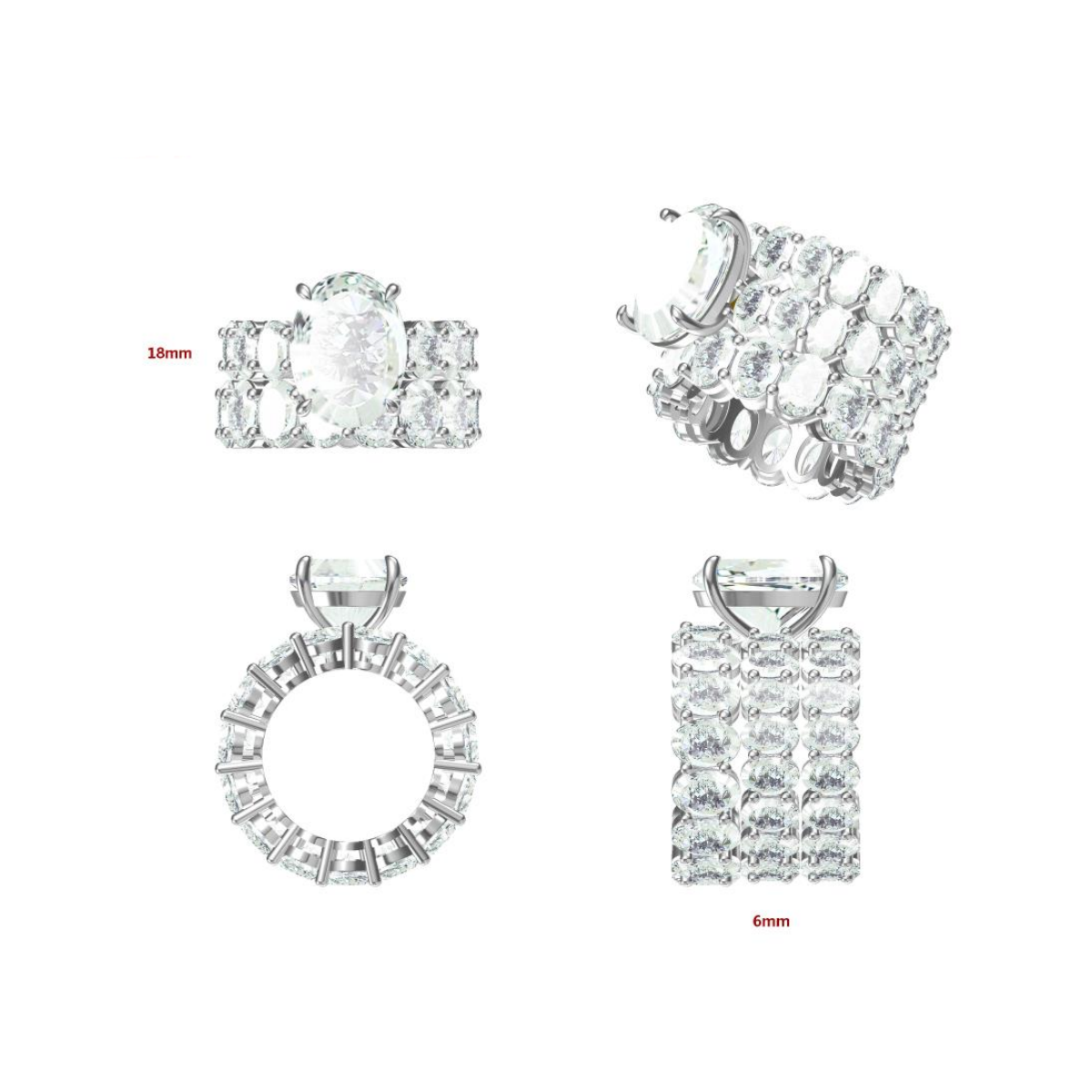 Gorgeous 16 ctw Oval Cut White Gemstone 3 Piece Engagement Ring Set -JOSHINY