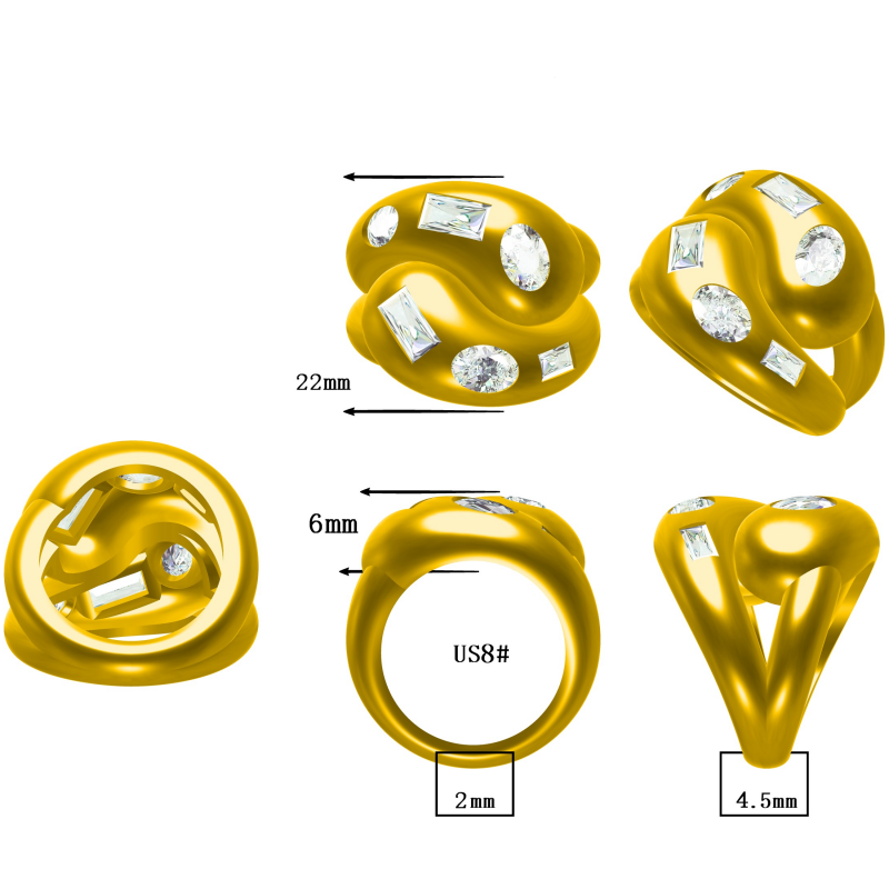 2.0ctw Baguette Oval Cut Twisted Rope Stacking Ring-JOSHINY