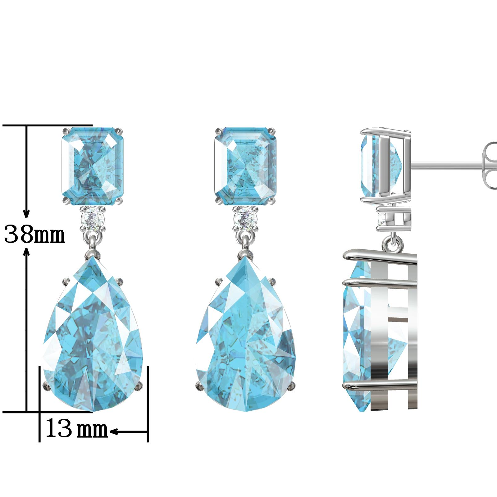 Simple 14 ctw Emerald & Pear Cut Paraiba & Emerald Gemstone Earrings -JOSHINY