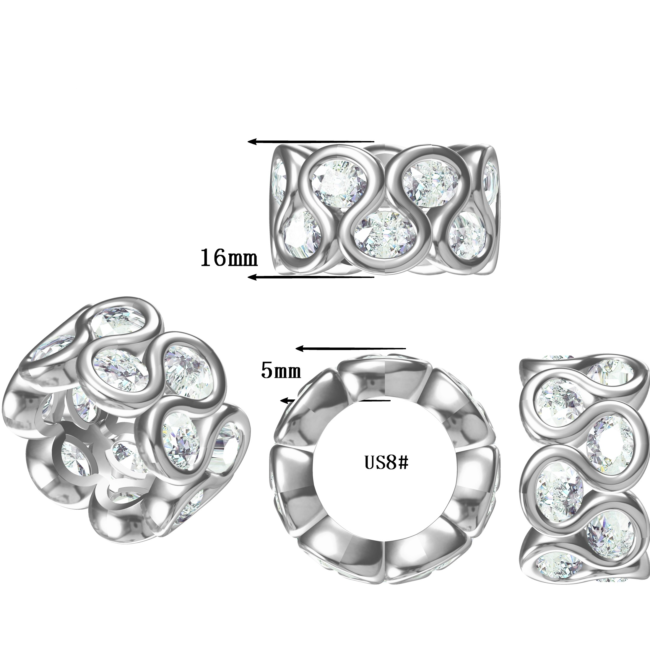4.5Ctw shining oval Band-JOSHINY