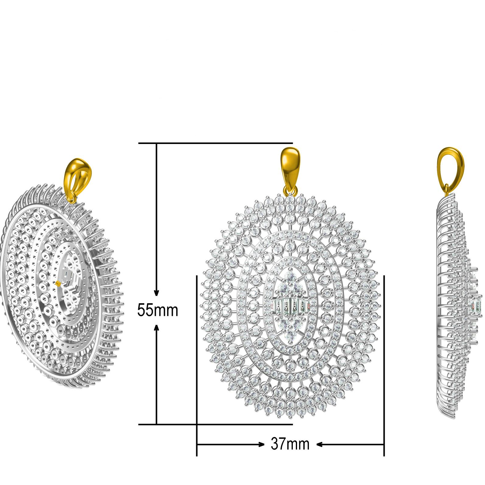 Gorgeous 3.5 ctw Multi-Cut White Gemstone Cluster Pendant -JOSHINY