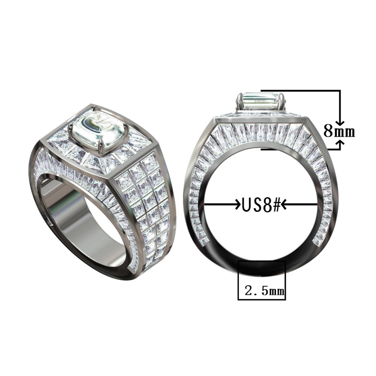 8.11ctw Cushion Cut Seamless Set Gemstone Engagement Ring -JOSHINY