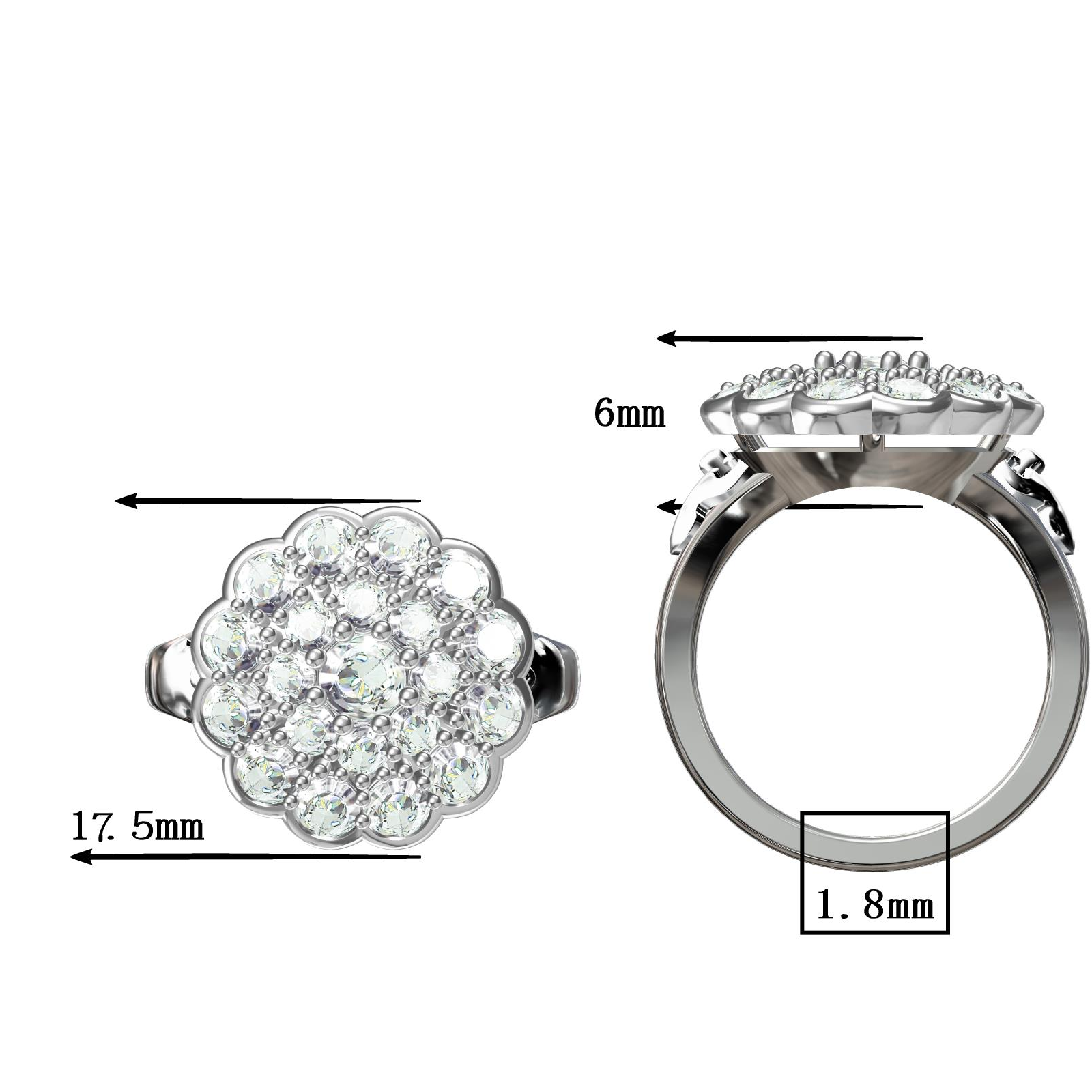 10ctw Old European Cut Art Deco Gemstone Cluster Ring -JOSHINY