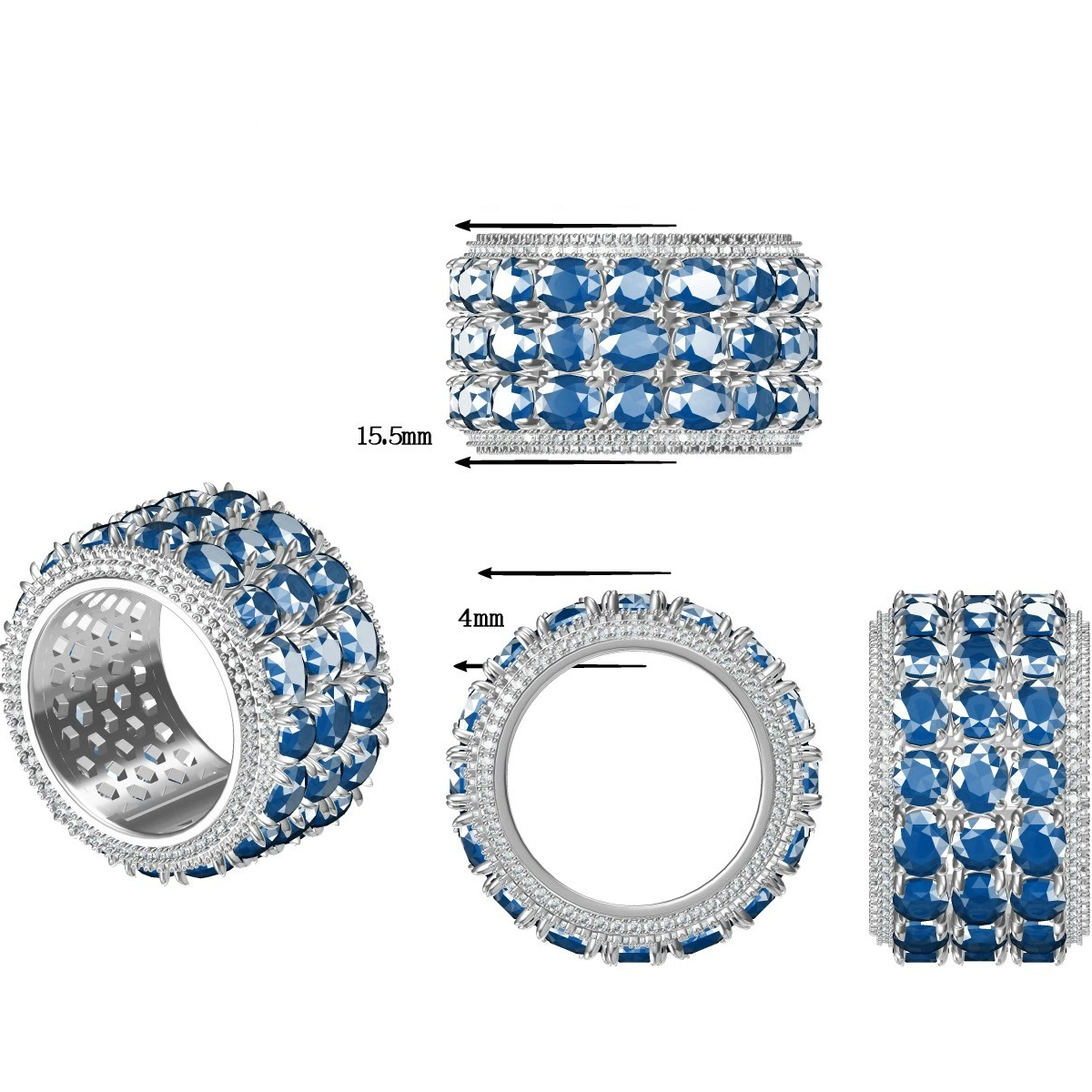 5.0ctw 5 Row Sapphire Eternity Band-JOSHINY