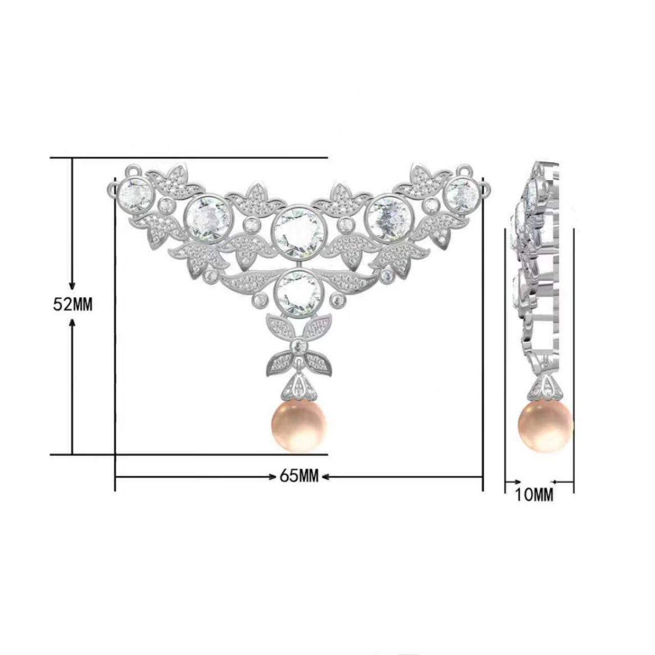 Vintage Brooch Pearl Pendant Necklace-JOSHINY