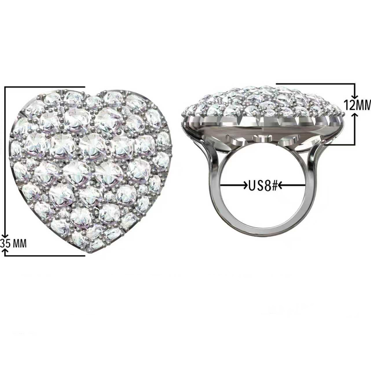 2.7ctw Rose Cut Heart Gemstone Cluster Ring-JOSHINY