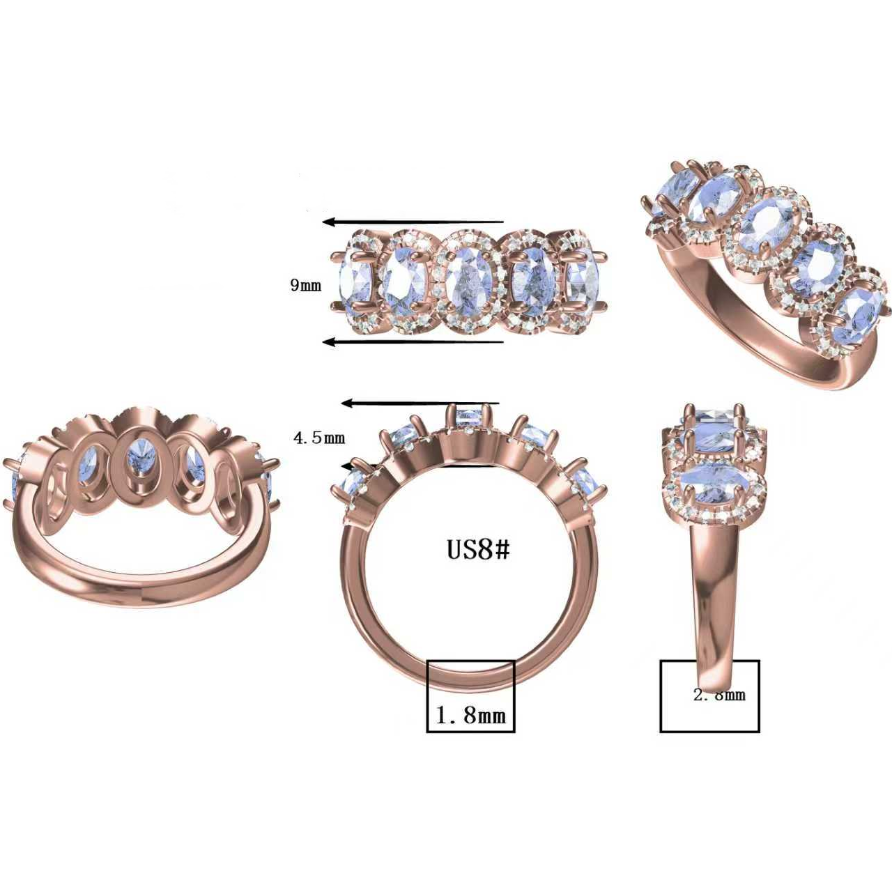 1.5ctw Oval Cut Cornflower Blue lab Sapphire Ring -JOSHINY