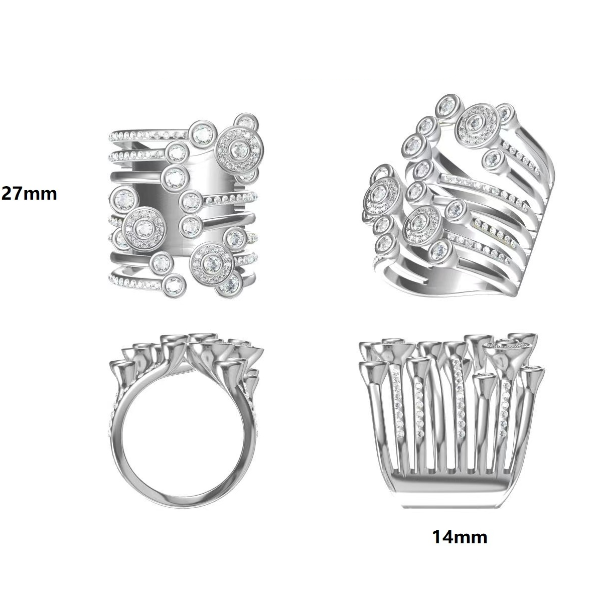 Stylish 3 ctw Round Cut White Gemstone Unique Ring -JOSHINY