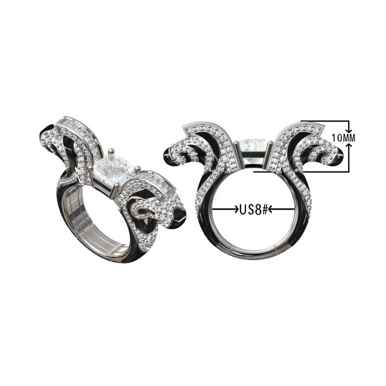 6.0ctw Asscher Cut Creative Zebra Ring -JOSHINY