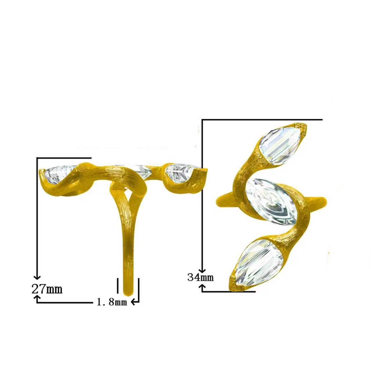 3Ctw olive-shaped and pear-shaped cut satin-finished antique ring-JOSHINY