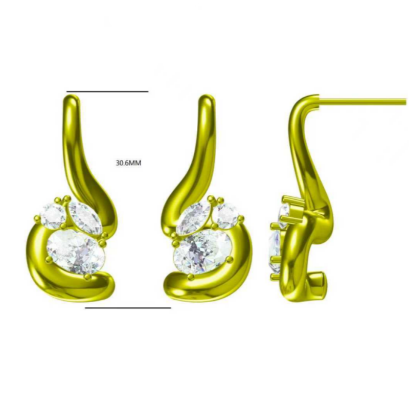 Mixed-cut Sculptural Curved Gemstone Earrings And Necklace-JOSHINY