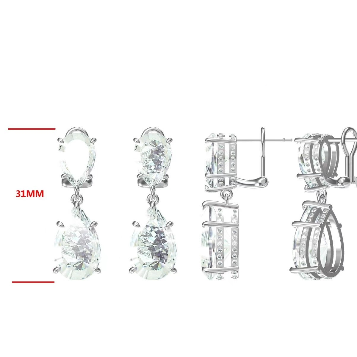 60ctw Pear Cut Double Stone Drop Earrings -joshiny