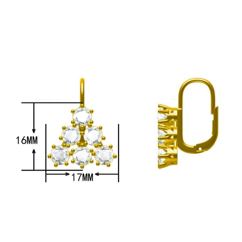 Round Cut Triangle Halo Ring Earrings-JOSHINY