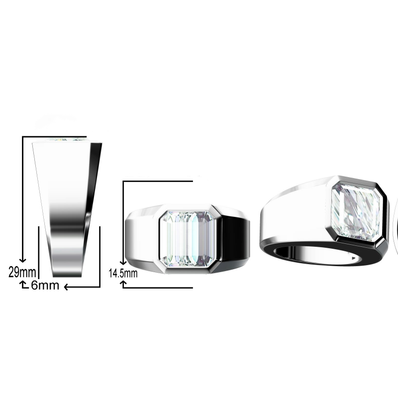 4.3Ct Square Emerald Cut Gemstone Engagement Ring-JOSHINY