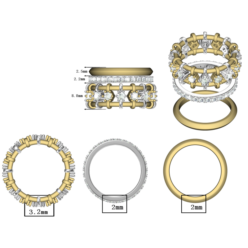 2.0ctw Round Cut Fashion Stacking Gemstone Ring-JOSHINY