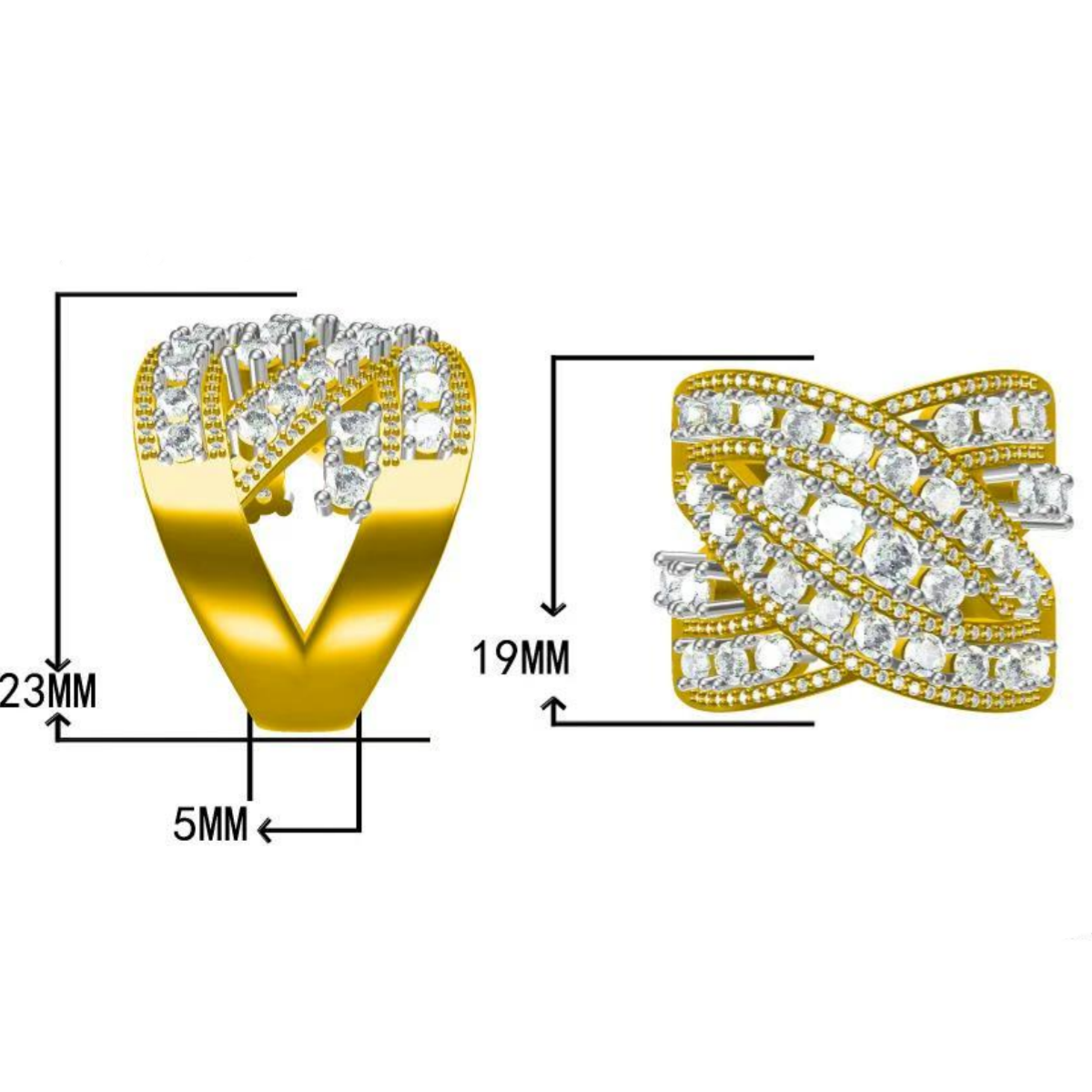 3.30ctw Delicate Rose Gold Crossover Ring -JOSHINY