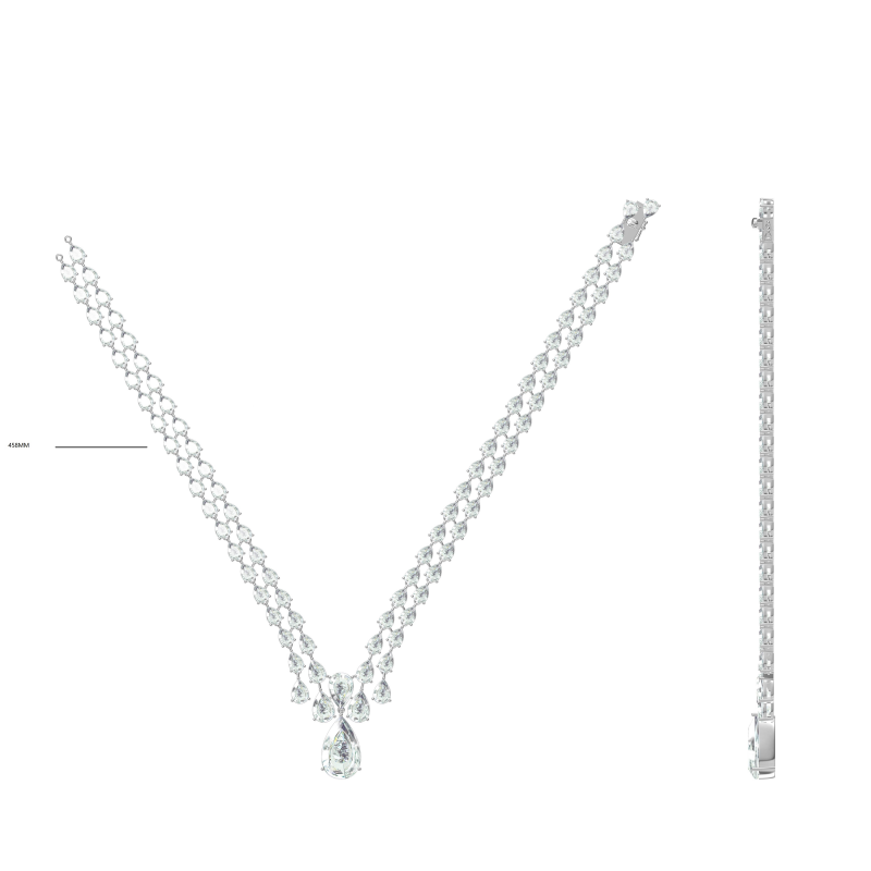 75Ctw Sparkling Teardrop Gemstone Necklace -JOSHINY