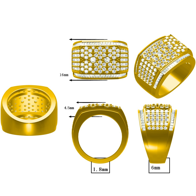 2.81Ctw Round Halo Geometric Men's Ring