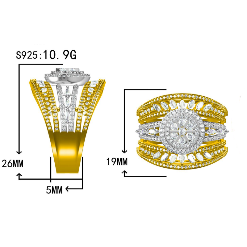 Exquisite 2 ctw Round & Marquise Cut White Gemstone Openwork Engagement Ring -JOSHINY