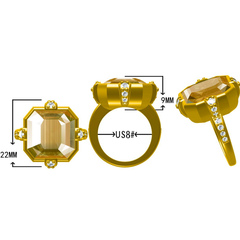 9.0Ct Fancy Yellow Gemstone Charm Ring-JOSHINY