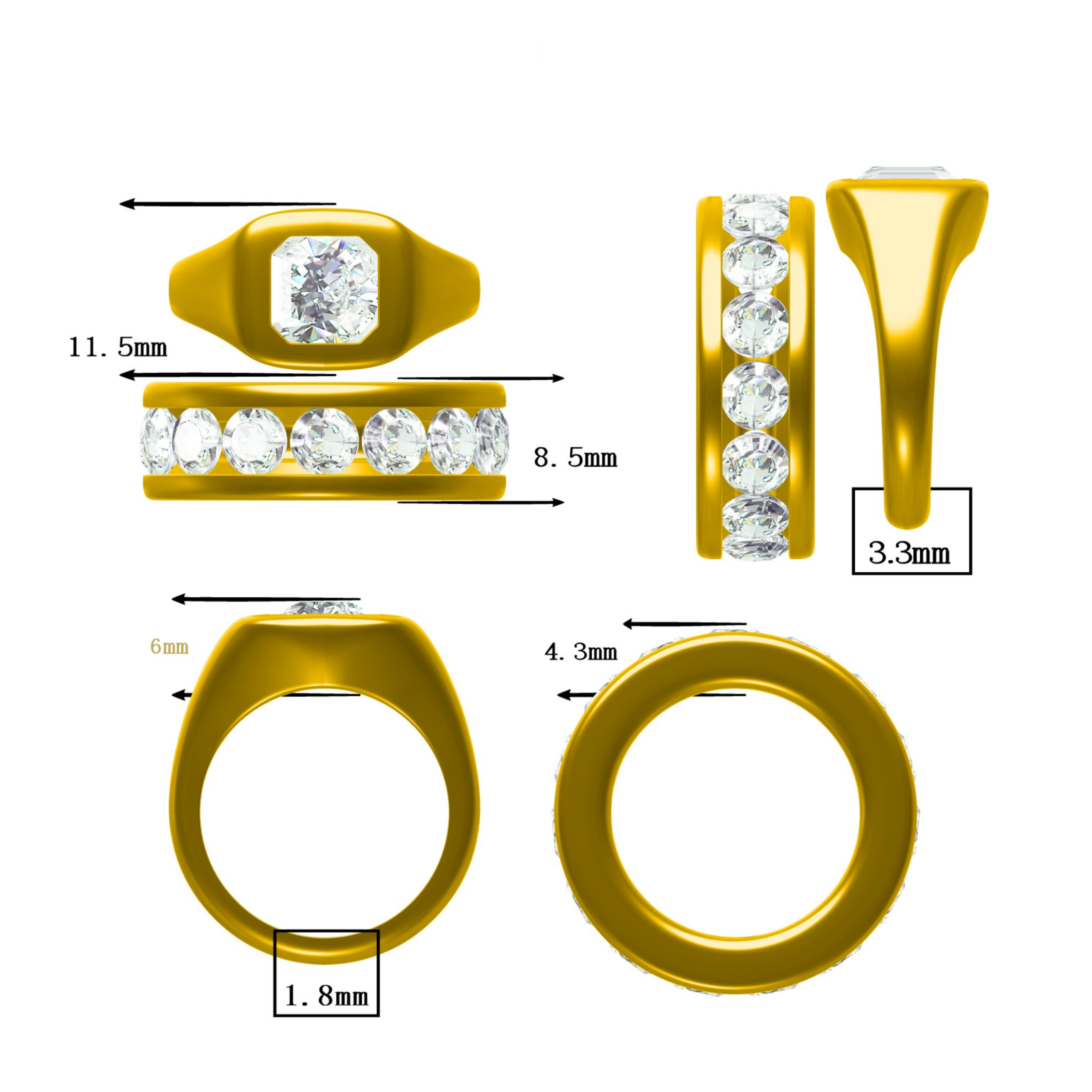3ct Asscher Two Piece Diamond Engagement Ring -joshiny