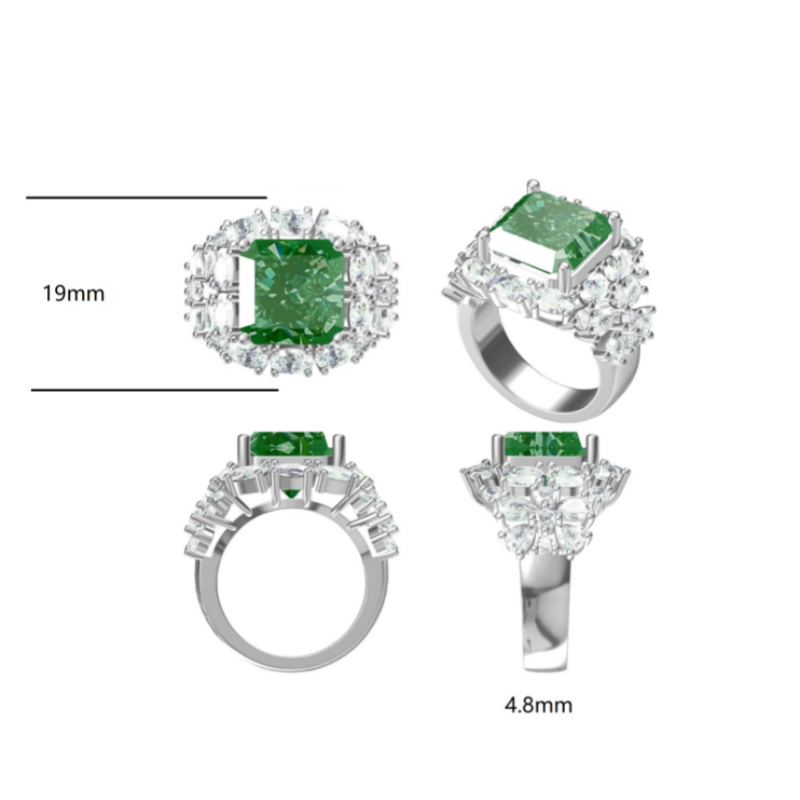 7.77ctw Divine Square Emerald Cut Ring-JOSHINY