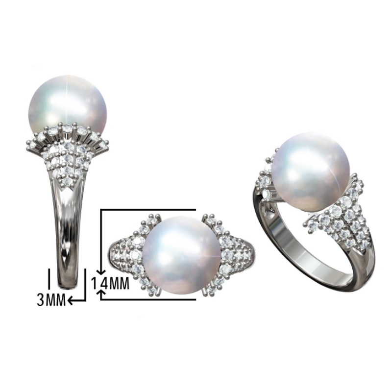 2.0ctw Elegant Women's Pearl Gemstone Ring-JOSHINY