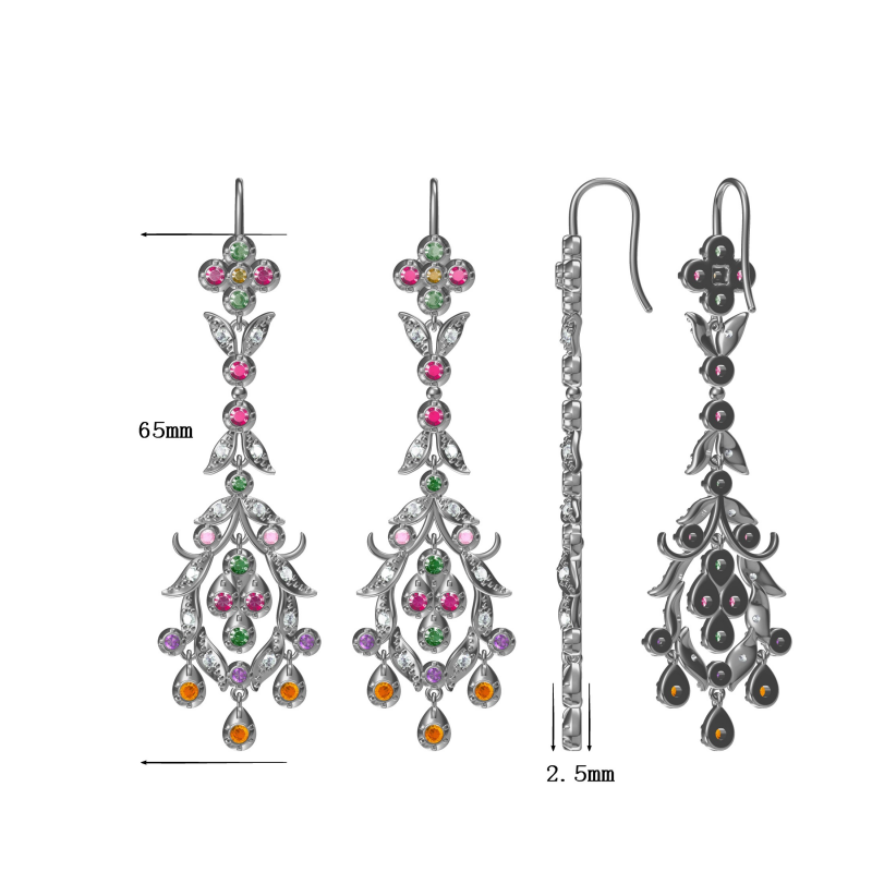 Gemstone Chandelier Earrings