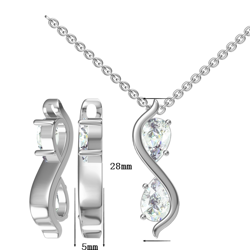 S-shaped semi-bezel-set pear-shaped gemstone pendant necklace-JOSHINY