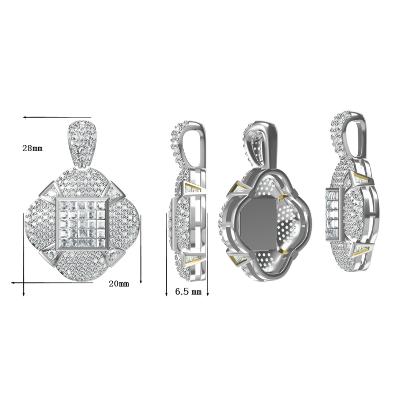 2.41ctw Princess and Round Gemstone Pendant Necklace-JOSHINY