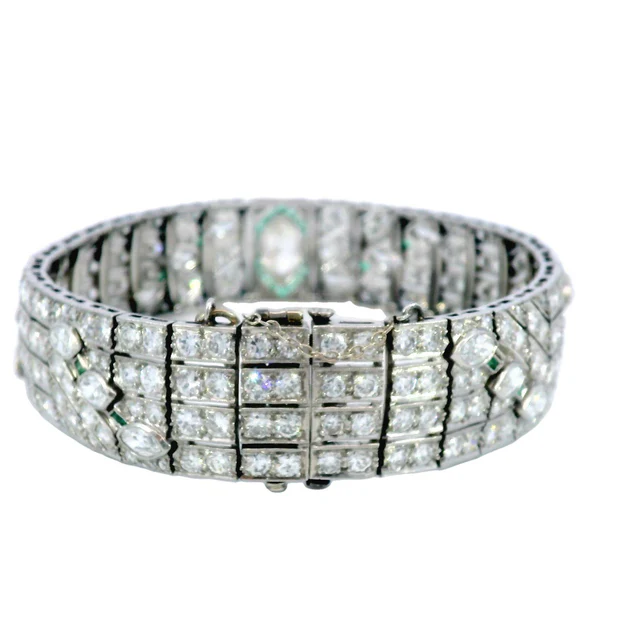 16.87ctw Marquise and Round Cut Art Deco Straight Line Bracelet-JOSHINY