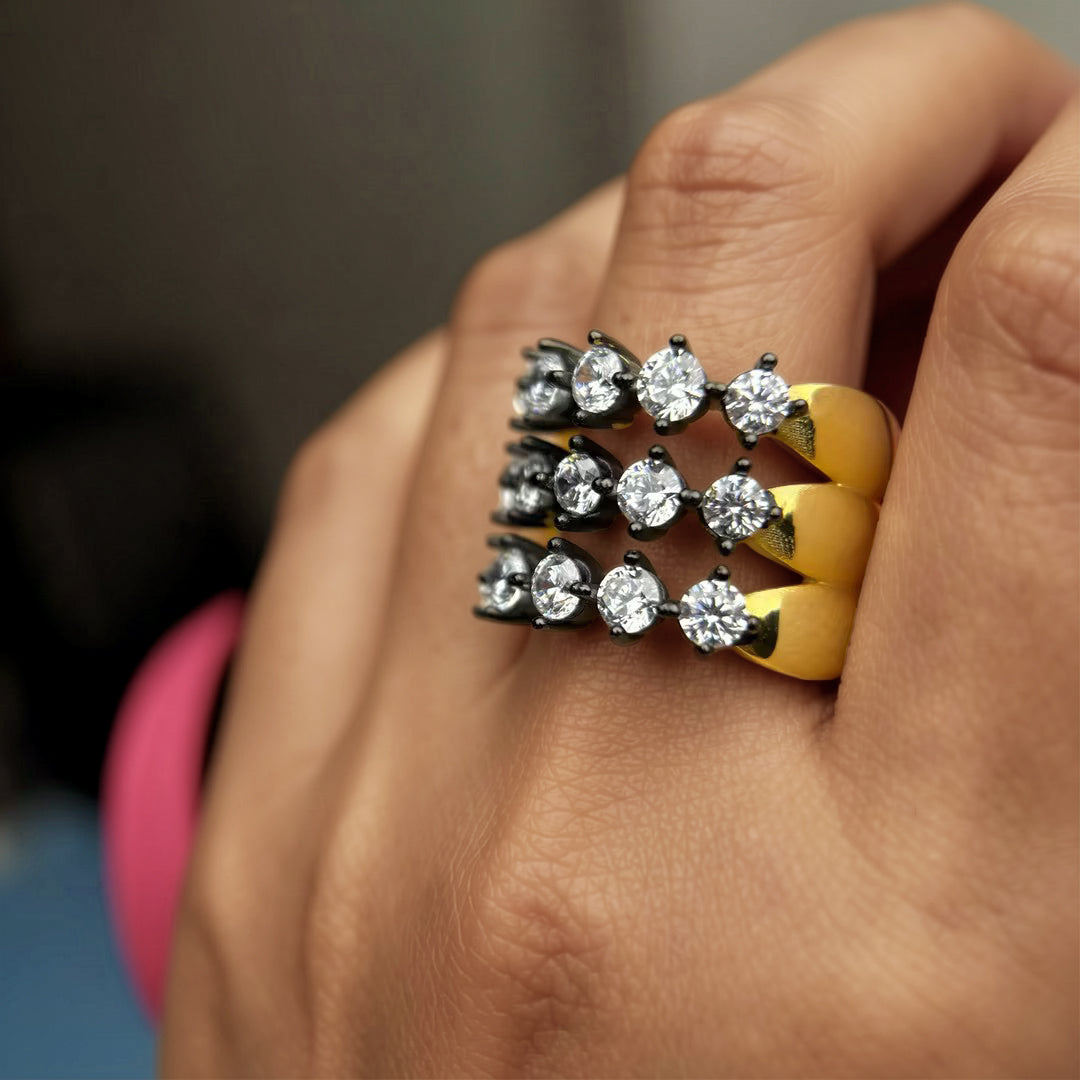 1.4 Ctw Women's Triple Row Stone Vintage Ring-JOSHINY