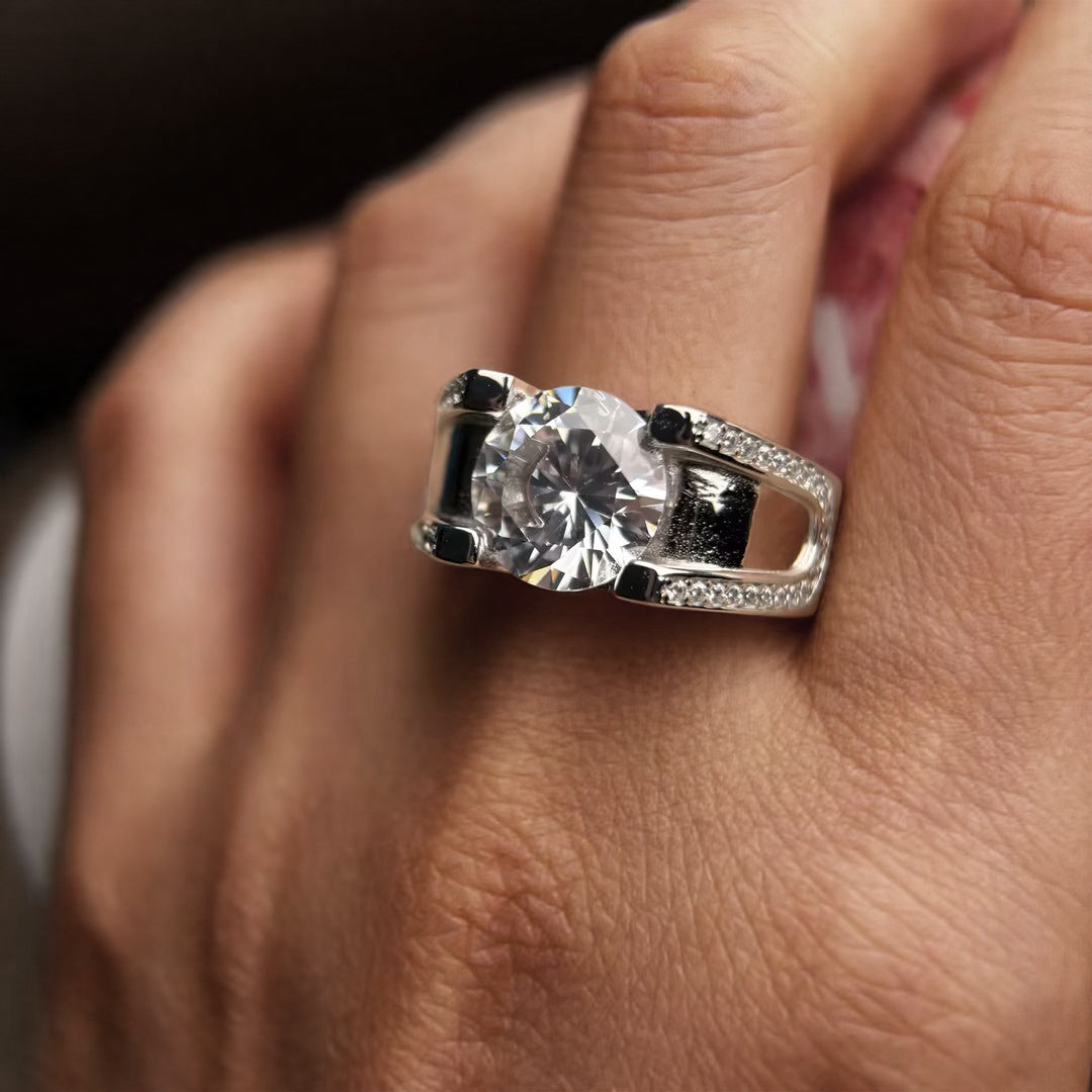 Precious 2.5 ctw Round Cut White Gemstone Engagement Ring -JOSHINY