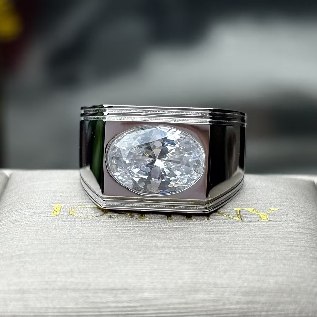 2.5Ct oval single stone men's ring-JOSHINY